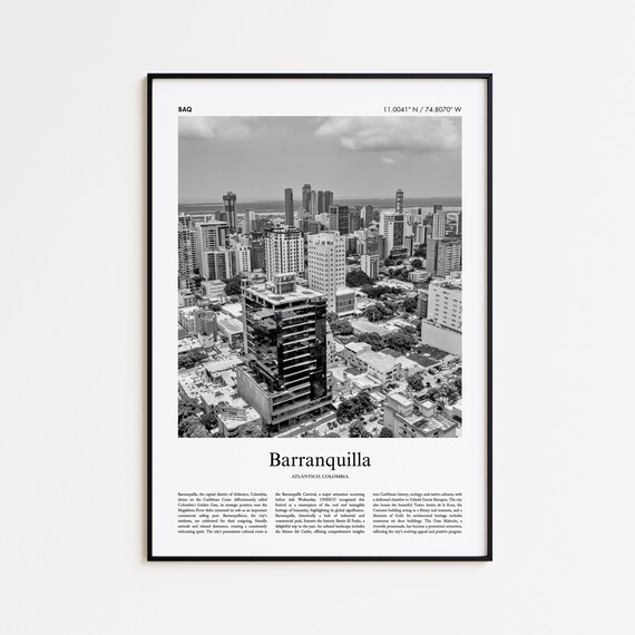 Barranquilla Black And White Print Photo Poster Travel Gift Atlntico Colombia Wall Art
