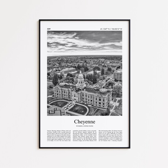 Cheyenne Wyoming State Capitol Black And White Travel Poster