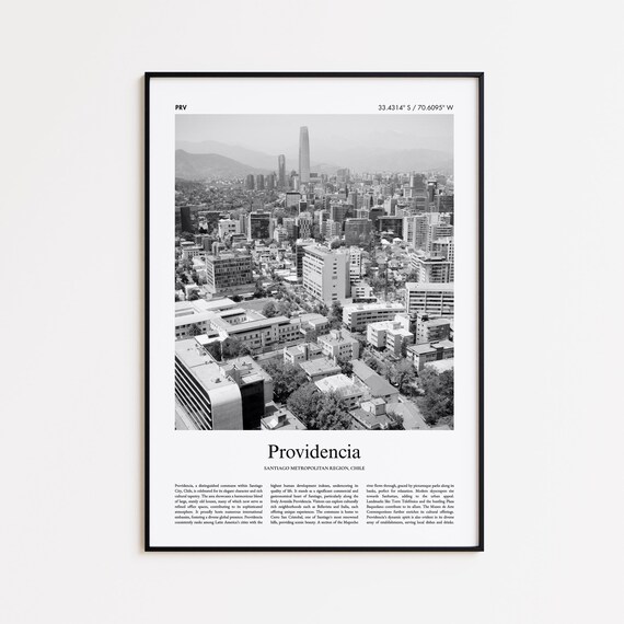 Providencia Black And White Print Photo Poster Travel Gift Santiago Metropolitan Region Chile