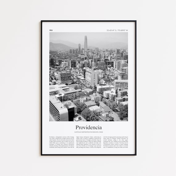 Providencia Chile Black and White Modern City Photo Travel Poster