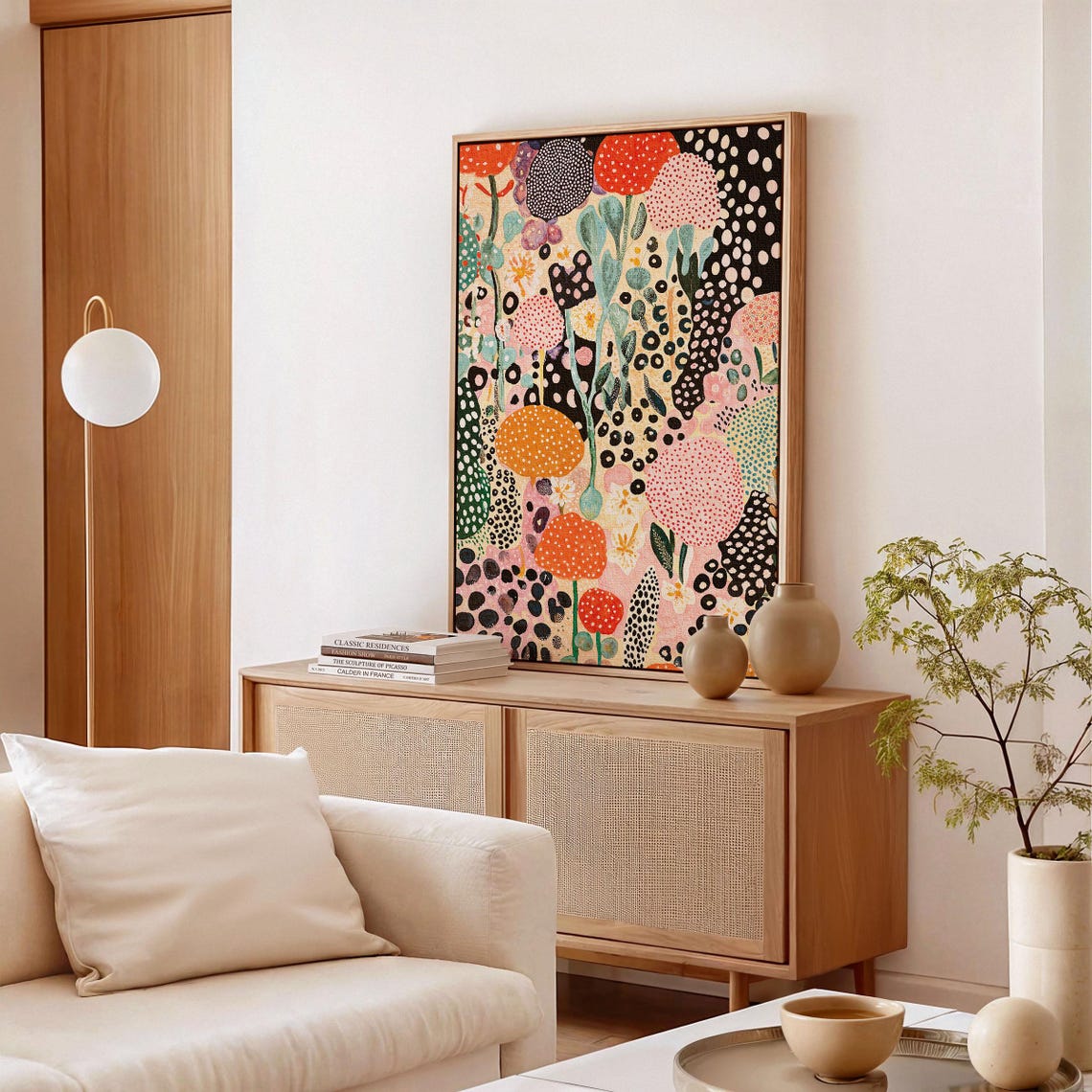 Yayoi Kusama Coral Lollipop Flower Meadow Dot Artwork Floral Poster - Image 3