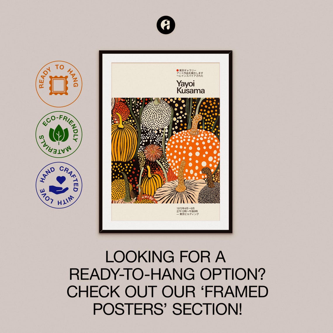 Yayoi Kusama Dotted Pumpkin Harvest Night 1972 Exhibition Poster - Image 2