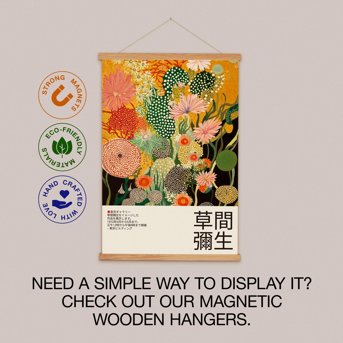 Yayoi Kusama-Inspired Japanese Abstract Botanical Art Print - Image 2