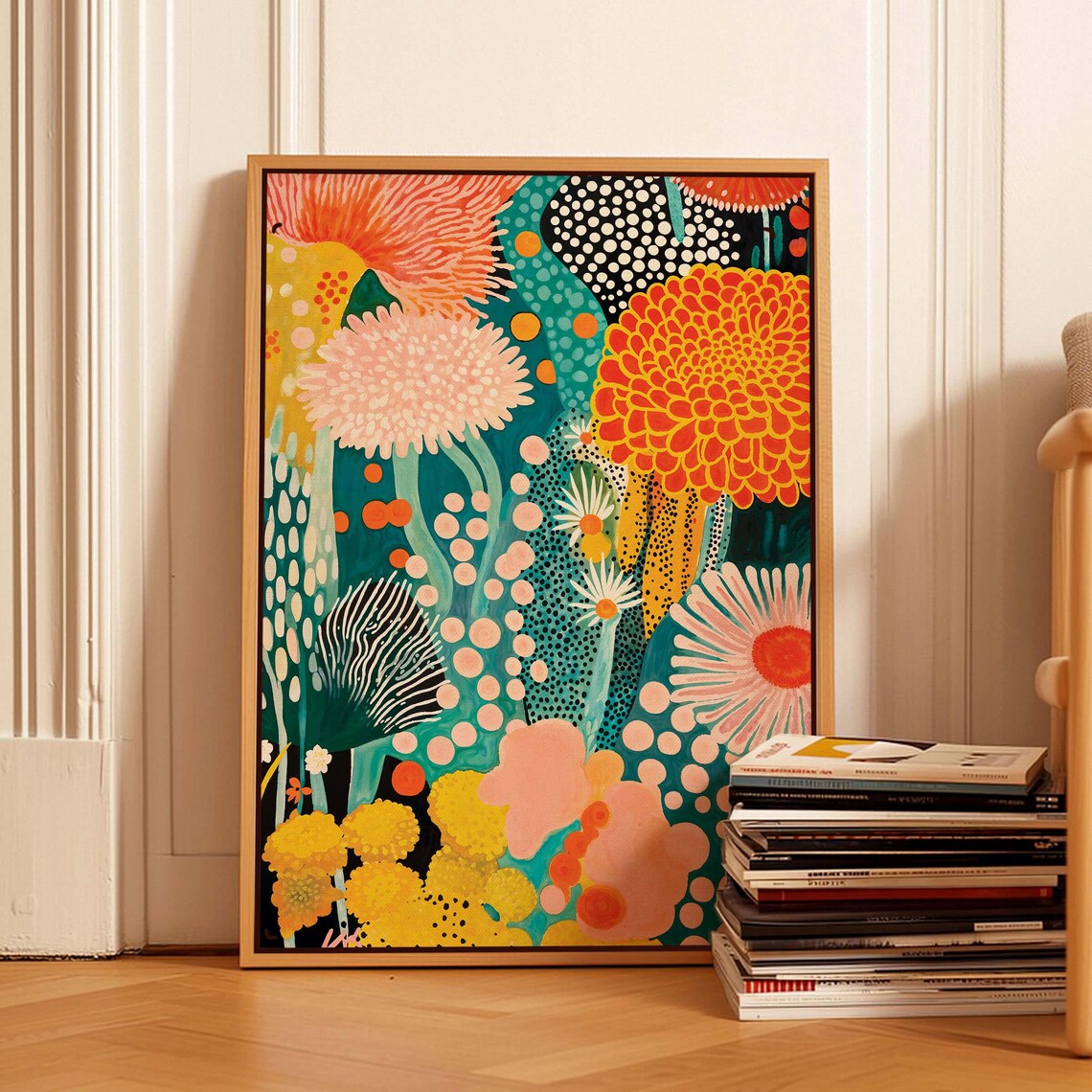 Yayoi Kusama-Inspired Botanical Floral Art Print