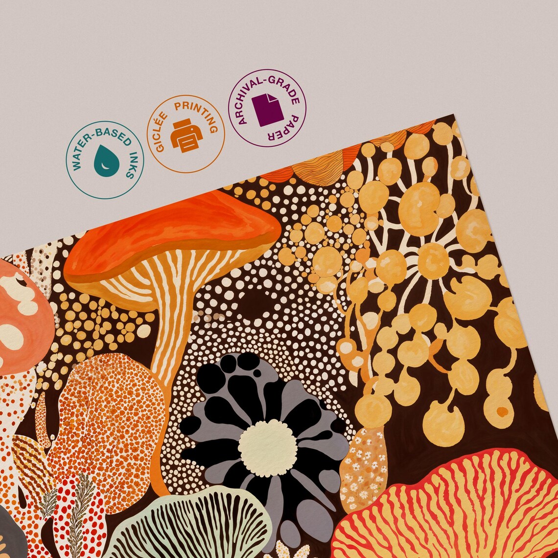 Yayoi Kusama Inspired Mushroom Floral Poster - Image 3
