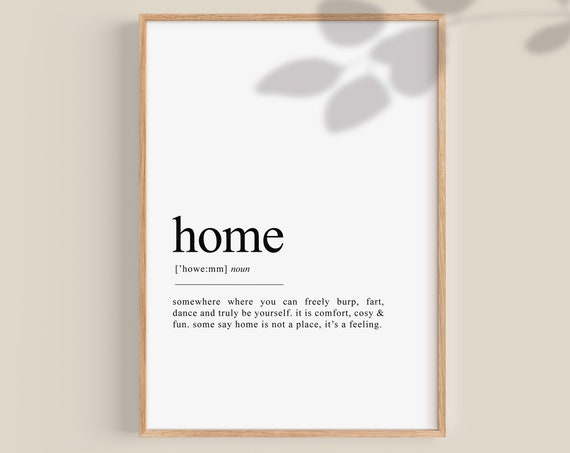 Home Definition Home Sign Definition Wall Art New Home Gift Definition Art Dictionary Art Wedding Gift Wall Art