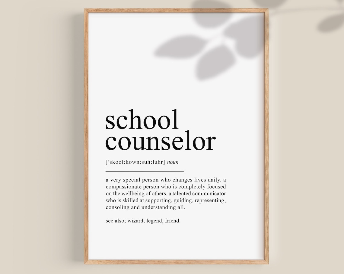 School Counselor Definition Art Print, Gift for School