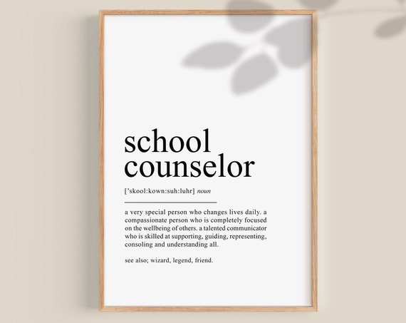 School Counselor Definition Art Print, Gift for School