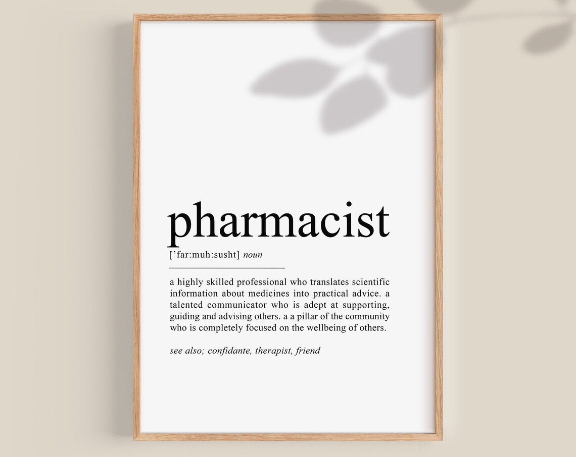 Pharmacist Definition Print, Pharmacy Gift Decor