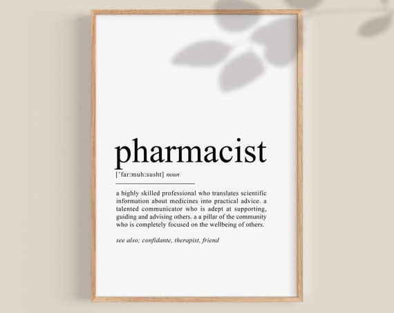 Pharmacist Definition Print, Pharmacy Gift Decor