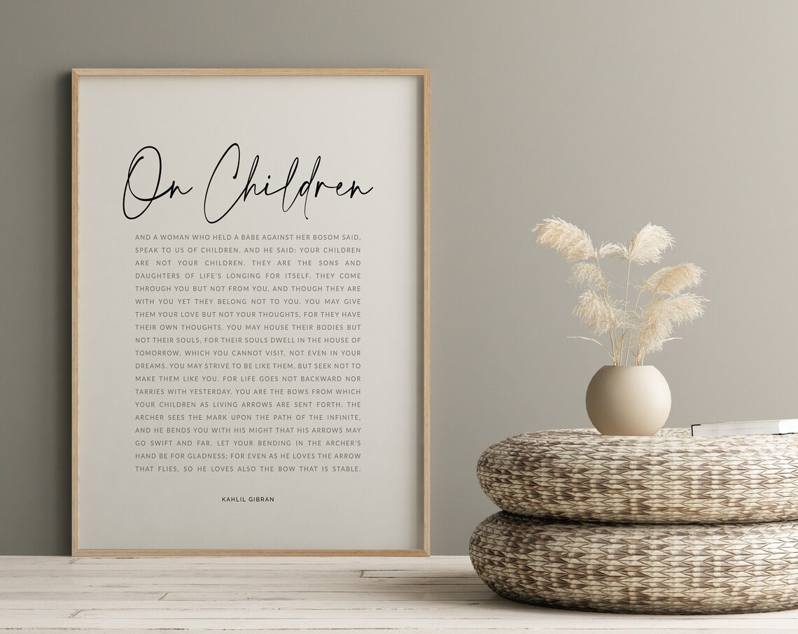 On Children by Kahlil Gibran, Nursery Art Print