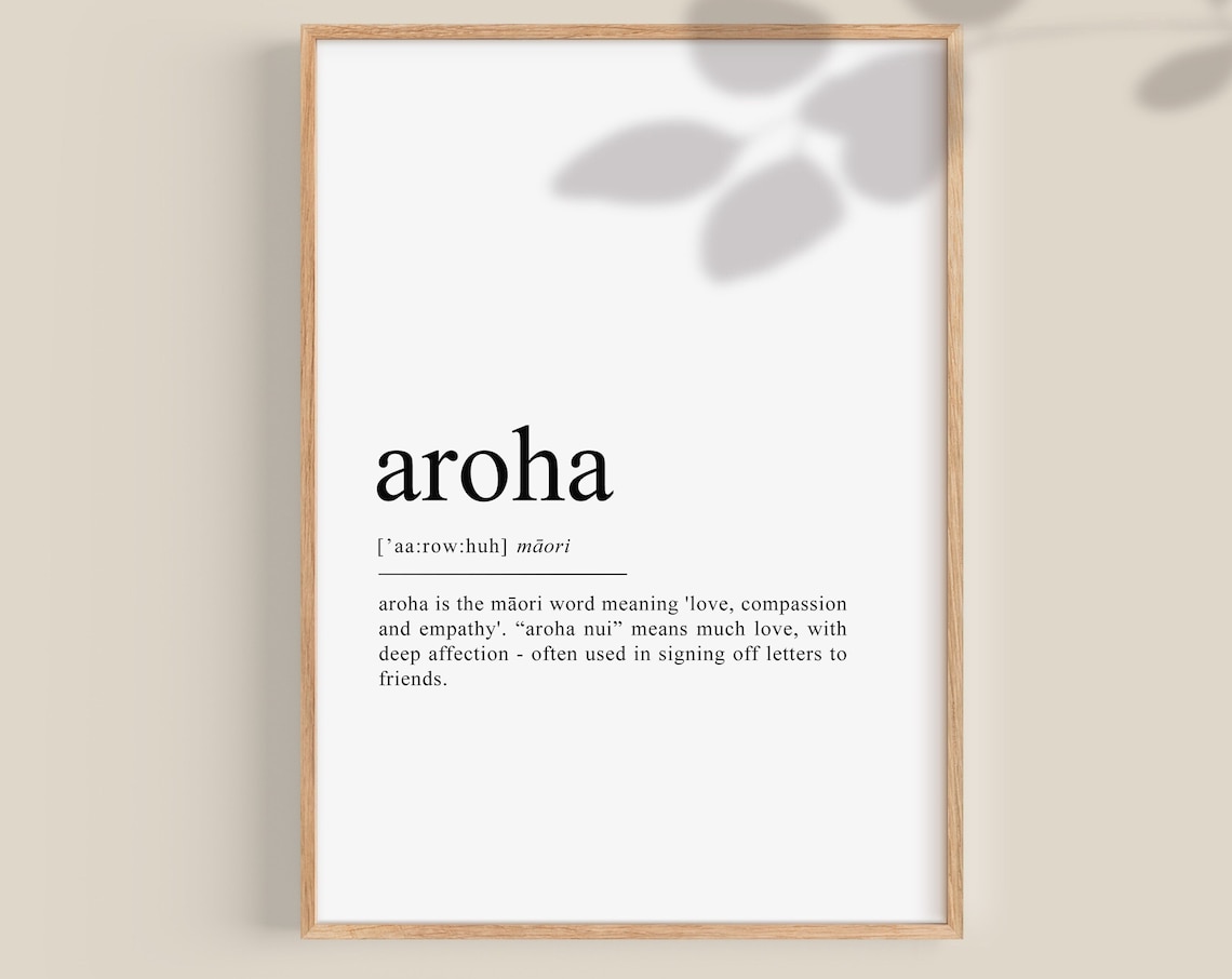 Maori Aroha Definition Poster, New Zealand Art Print