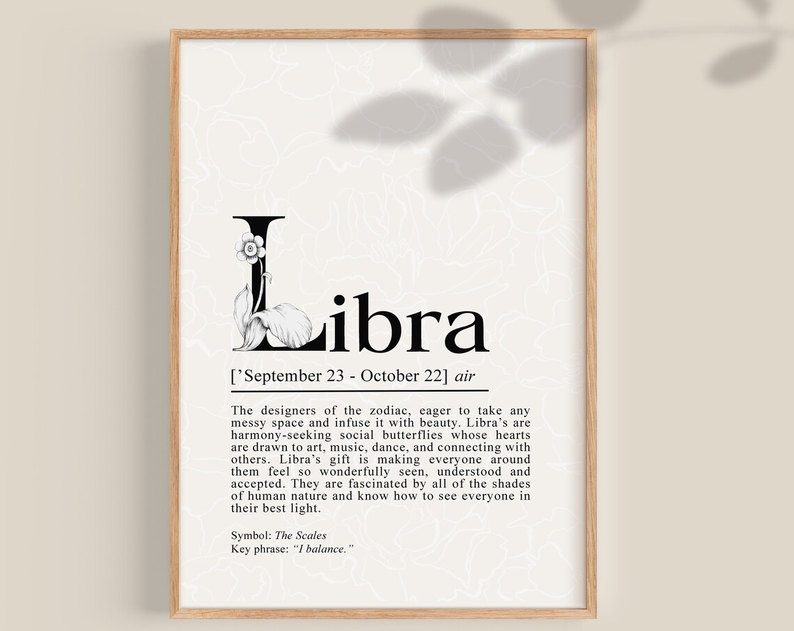 Libra Definition Art Print, Zodiac Wall Decor