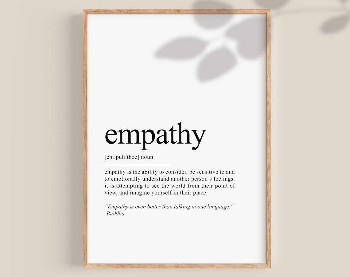 Empathy Definition Dictionary Poster Motivational Office Quote Art