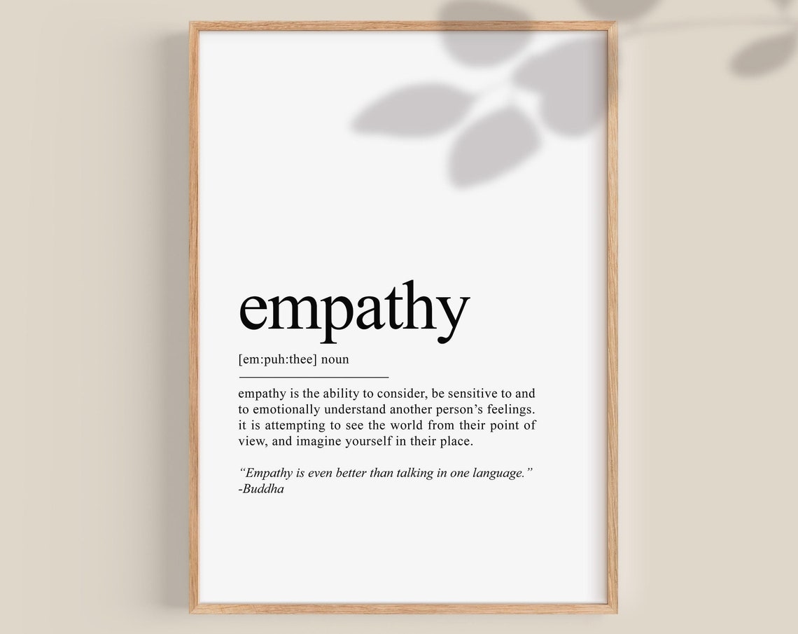 Empathy Definition Print Positive Quote Office Wall Art Motivational Classroom Posters Decor Affirmations Dictionary Poster