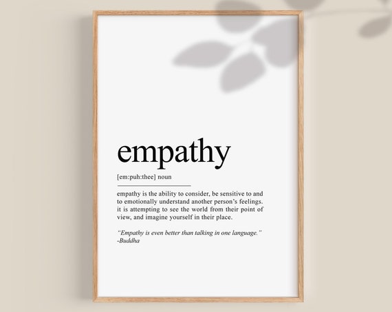 Empathy Definition Print Positive Quote Office Wall Art Motivational Classroom Posters Decor Affirmations Dictionary Poster