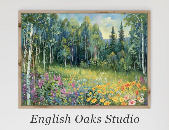 Colorful Wildflowers In A Sunny Birch Forest Clearing Summer Poster