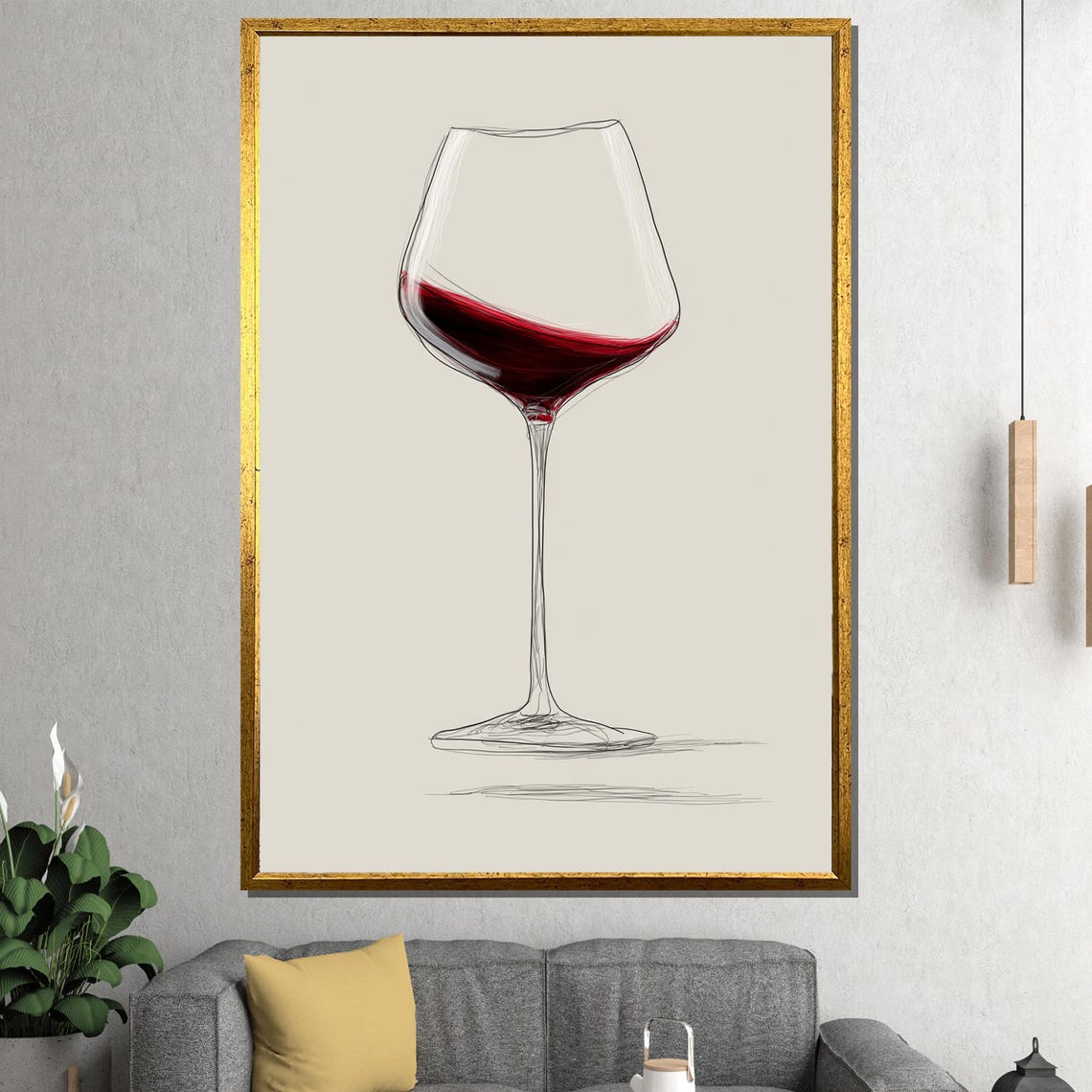 Modern Wine Glass Red Wine Elegant Outline Sketch Art Poster