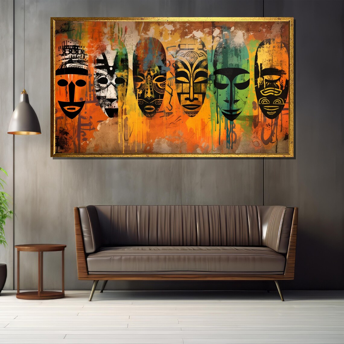 Abstract African Masks, Tribal Ethnic Wall Art - Image 2