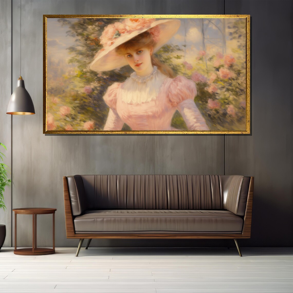 Edwardian Lady in Blush Pink Dress Blooming Garden Portrait Poster - Image 4