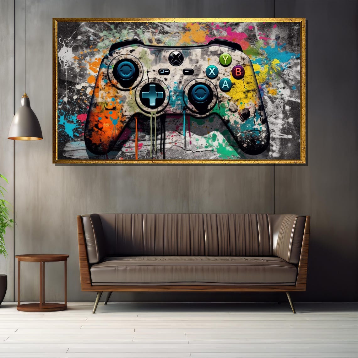 Graffiti Gaming Controller Colorful Paint Splatter Gamer Room Poster - Image 2