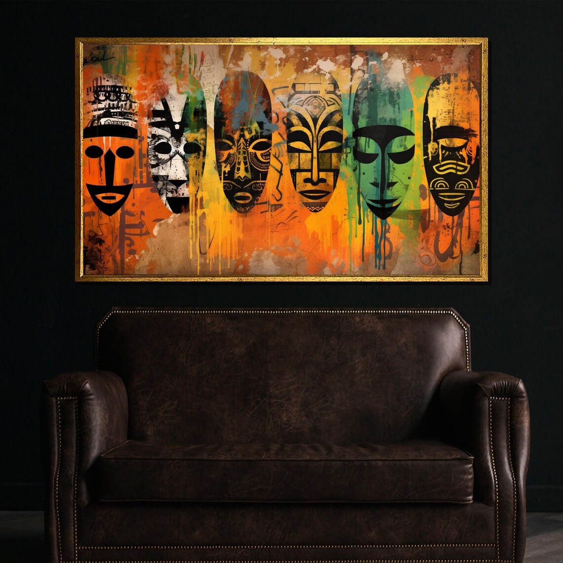 Abstract African Masks, Tribal Ethnic Wall Art