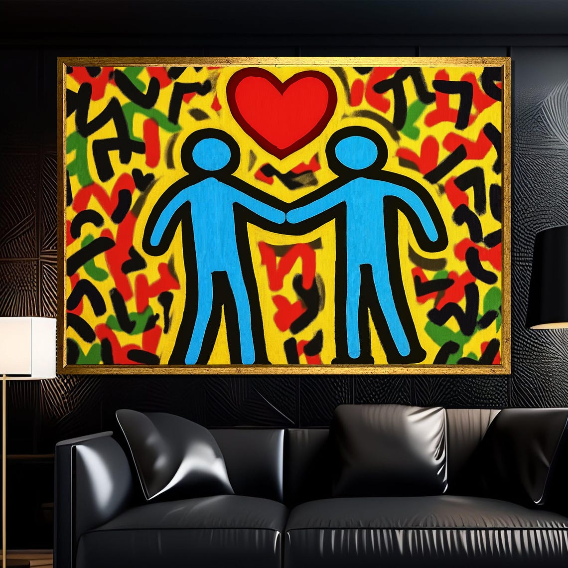 Keith Haring Inspired Sweet Friends Red Heart Love Pop Poster