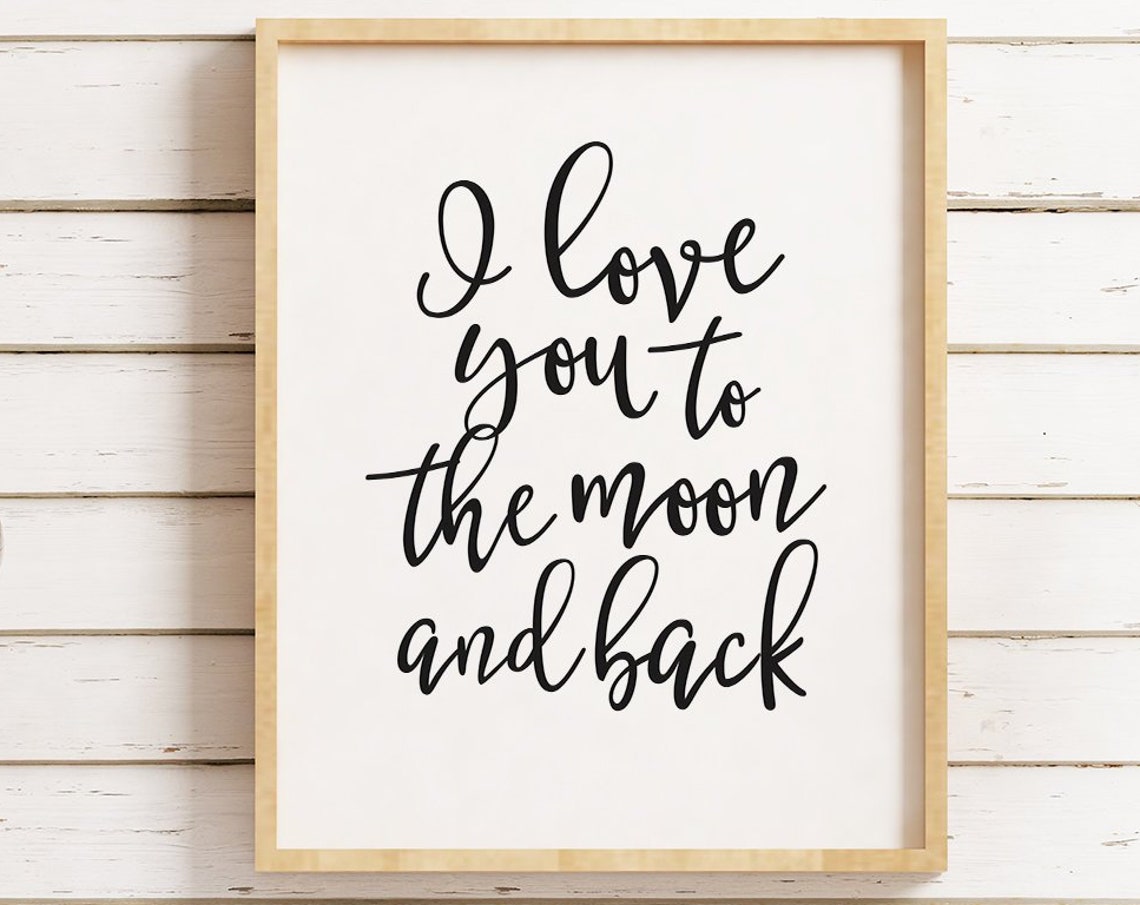 I Love You To The Moon And Back Script Love Quote Wall Art Piece - Image 3