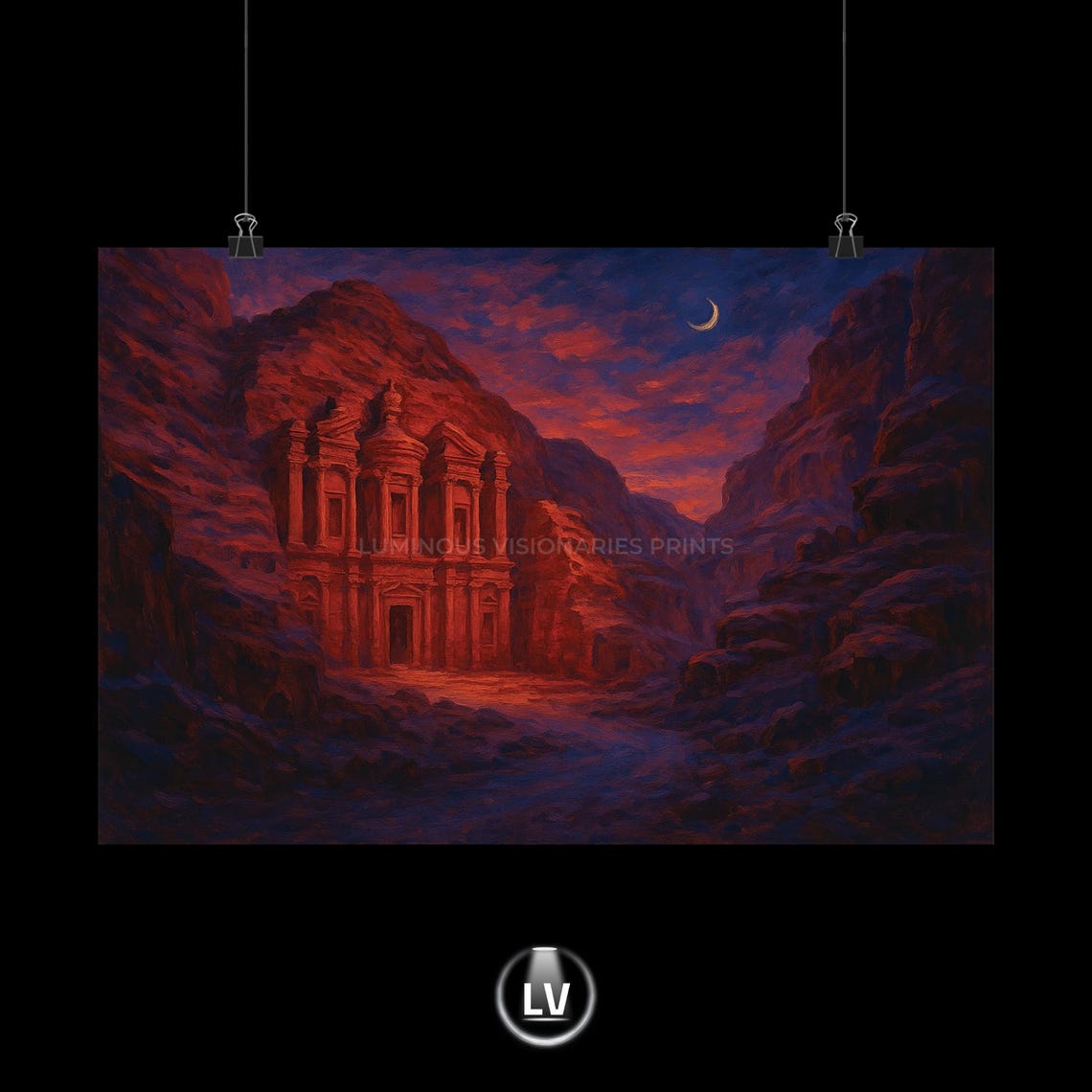 Petra Treasury at Dusk Jordan Desert Ancient Moonlit Wonder Poster