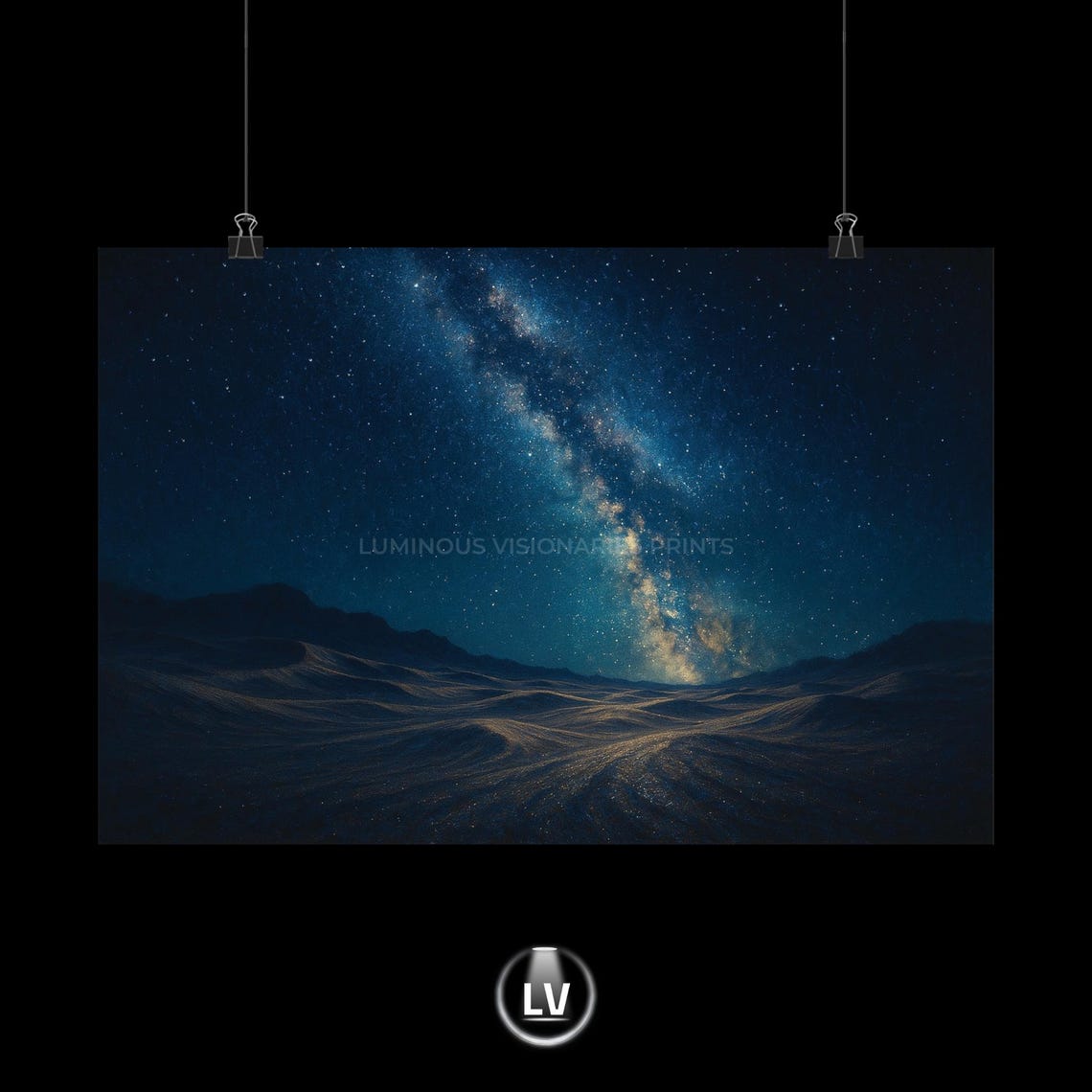 Milky Way Night Sky Painting Desert Dunes Stars Cosmic Art Print