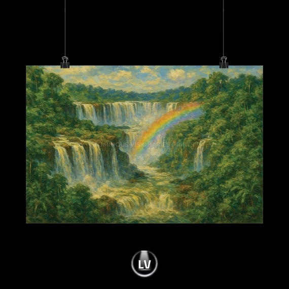 Rainforest Waterfall Art Print, Nature-Inspired
