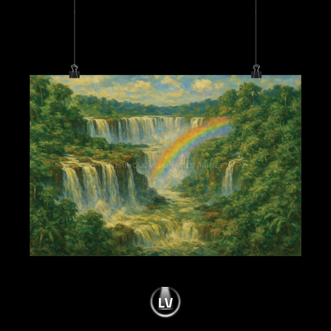 Rainforest Waterfall Art Print, Nature-Inspired