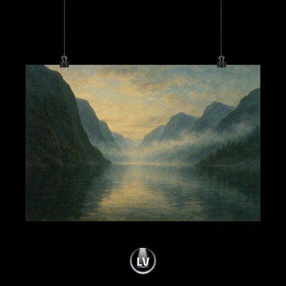 Fjords Of Norway Misty Morning Landscape Matte Horizontal Poster