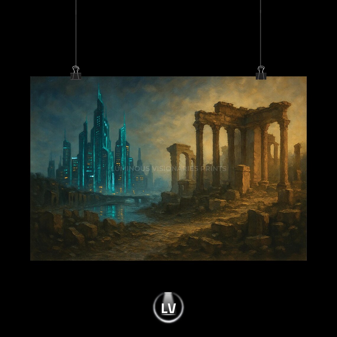 Dystopian Cityscape Poster, Urban Vintage Look
