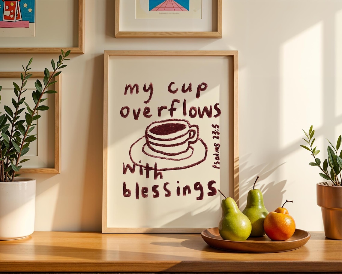 Psalm 23:5 Christian Scripture Art Print