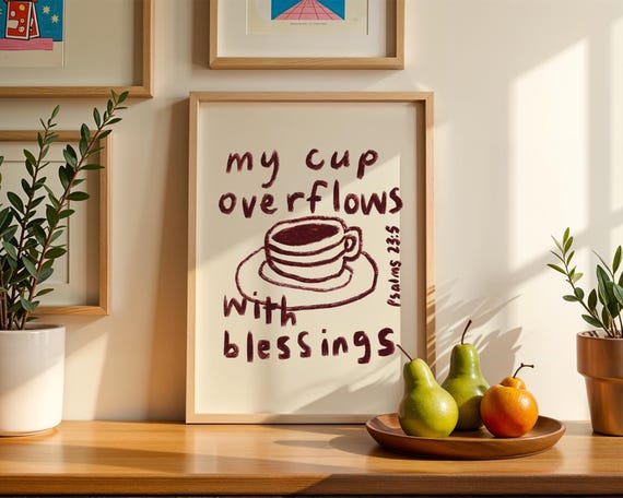 Psalm 23:5 Christian Scripture Art Print