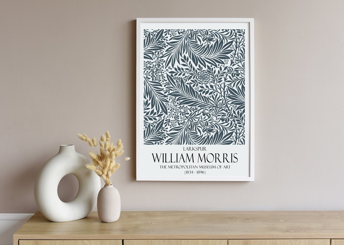 William Morris Larkspur Vintage Floral Art Print