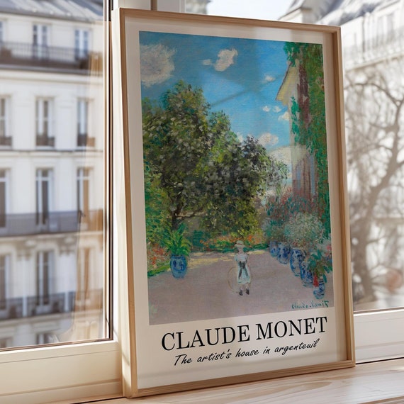 Claude Monet Artists Home Poster Argenteuil House Wall Art Impressionist Garden Print French Landscape Wallpaper Nature