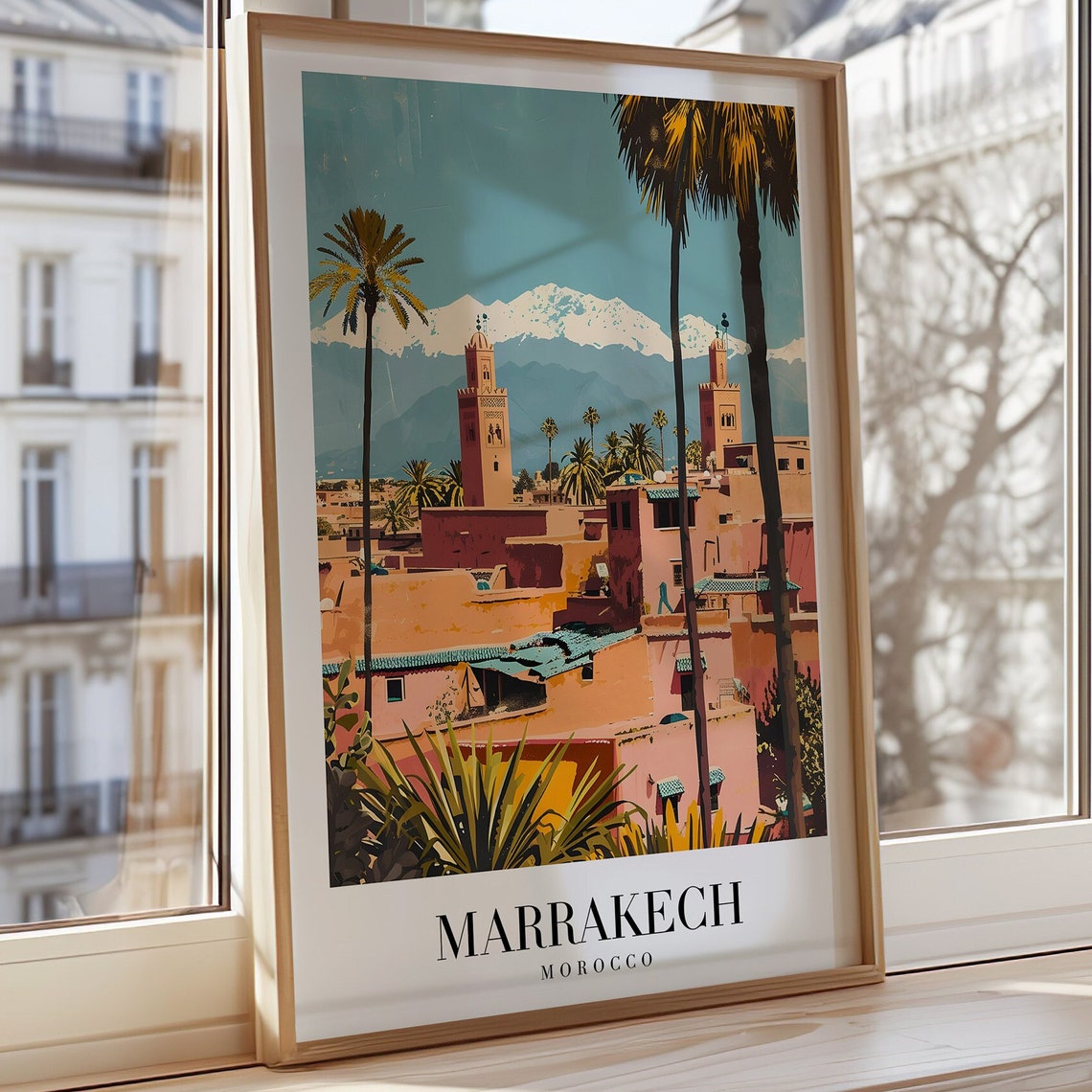 Marrakech City Poster Morocco Wall Art Skyline Print Moroccan Architecture Travel Decor African Postertravel