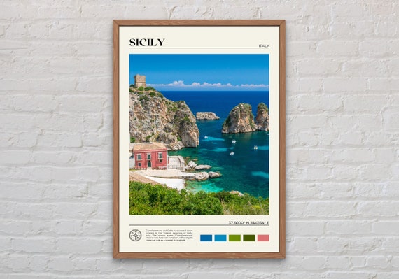 Sicily Beach Italy Travel Poster, Sicily Photo