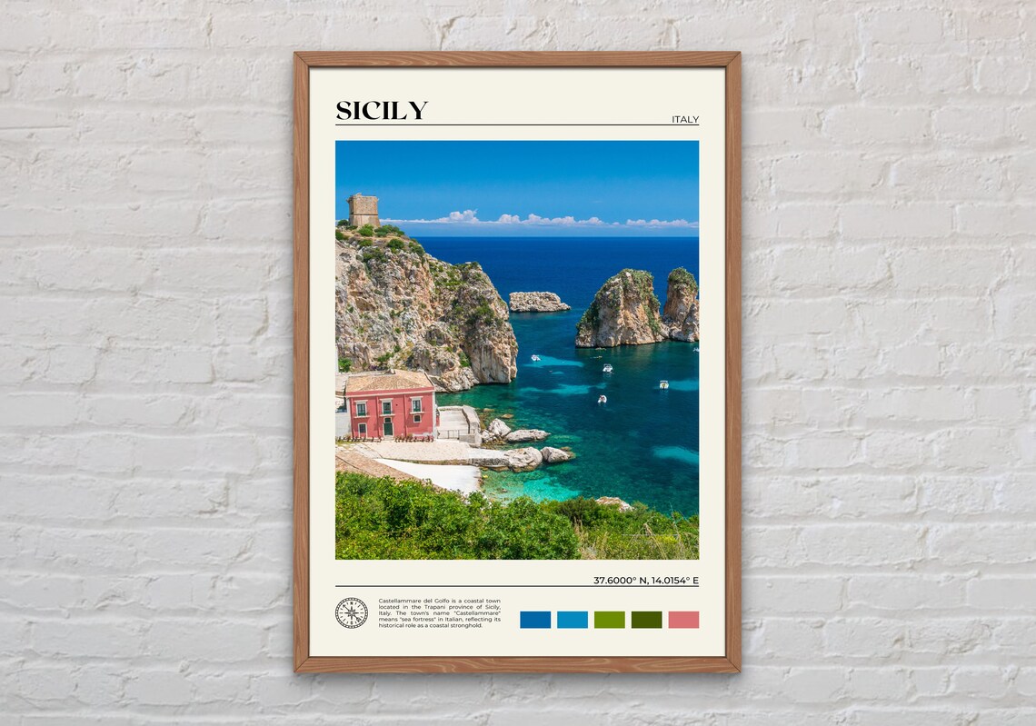 Sicily Beach Italy Travel Poster, Sicily Photo