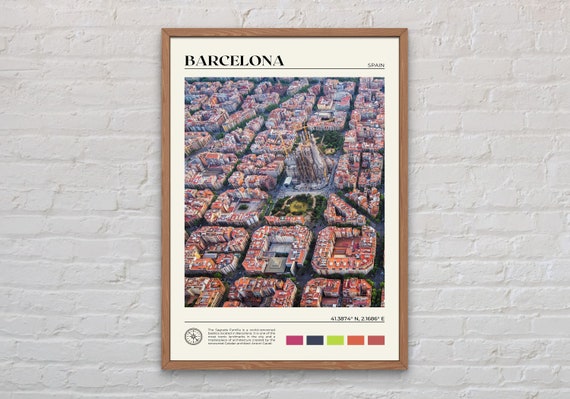 Barcelona Real Photo Travel Poster, Spain Decor