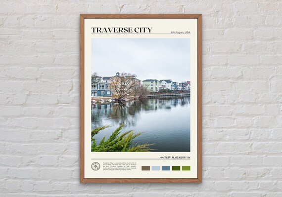 Traverse City Michigan Waterfront Cherry Capital Travel Poster