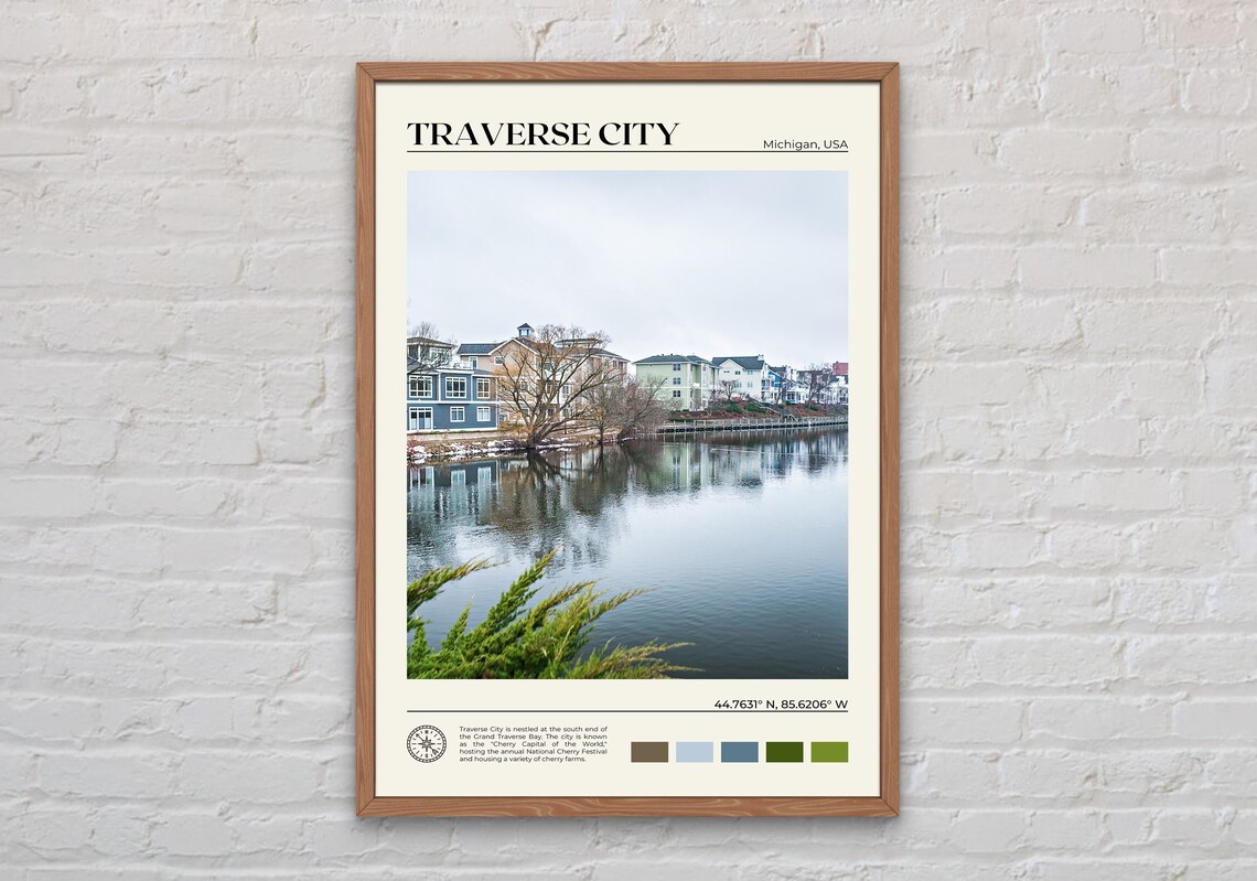 Traverse City Michigan Waterfront Cherry Capital Travel Poster