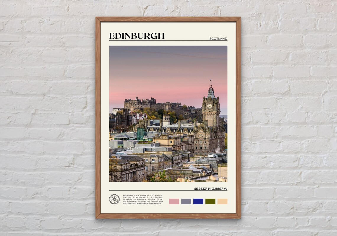 Edinburgh Travel Poster, Scotland Photo Wall Art