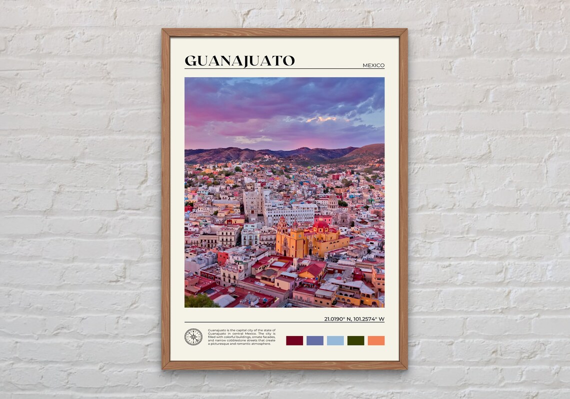 Guanajuato Travel Poster, Mexico Wall Decor