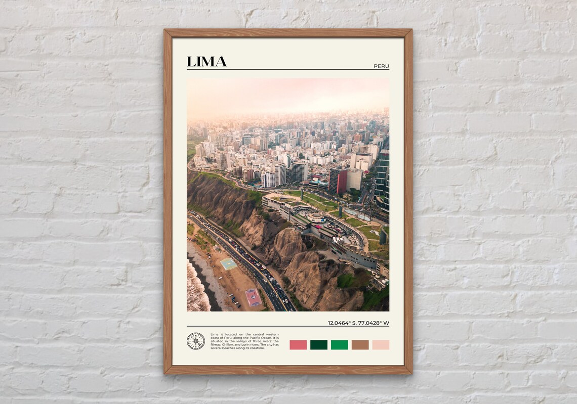 Lima Travel Poster, Peru South America Wall Art