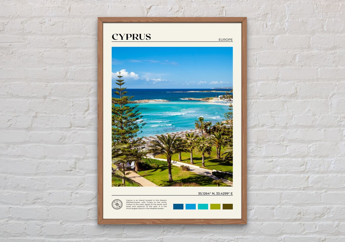Cyprus Mediterranean Turquoise Bay Palm Beach Resort Photo Poster