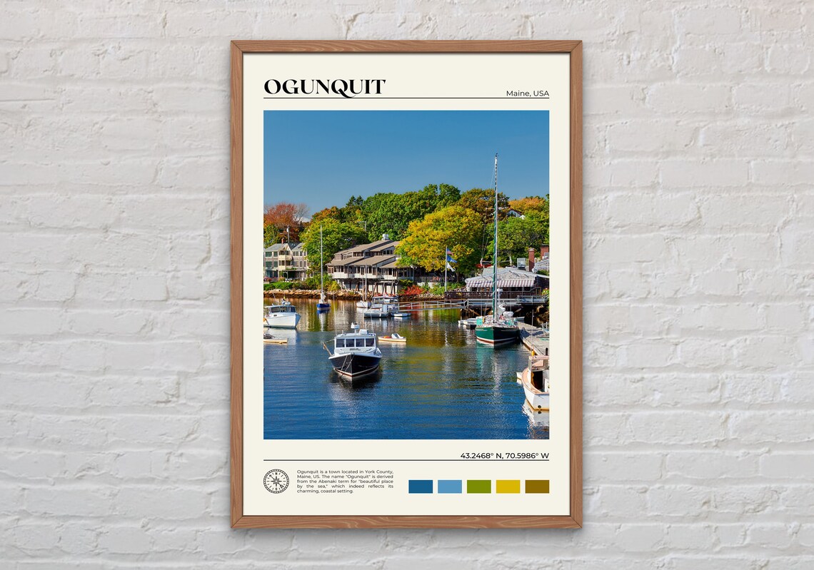 Ogunquit Travel Poster, Maine USA Wall Art