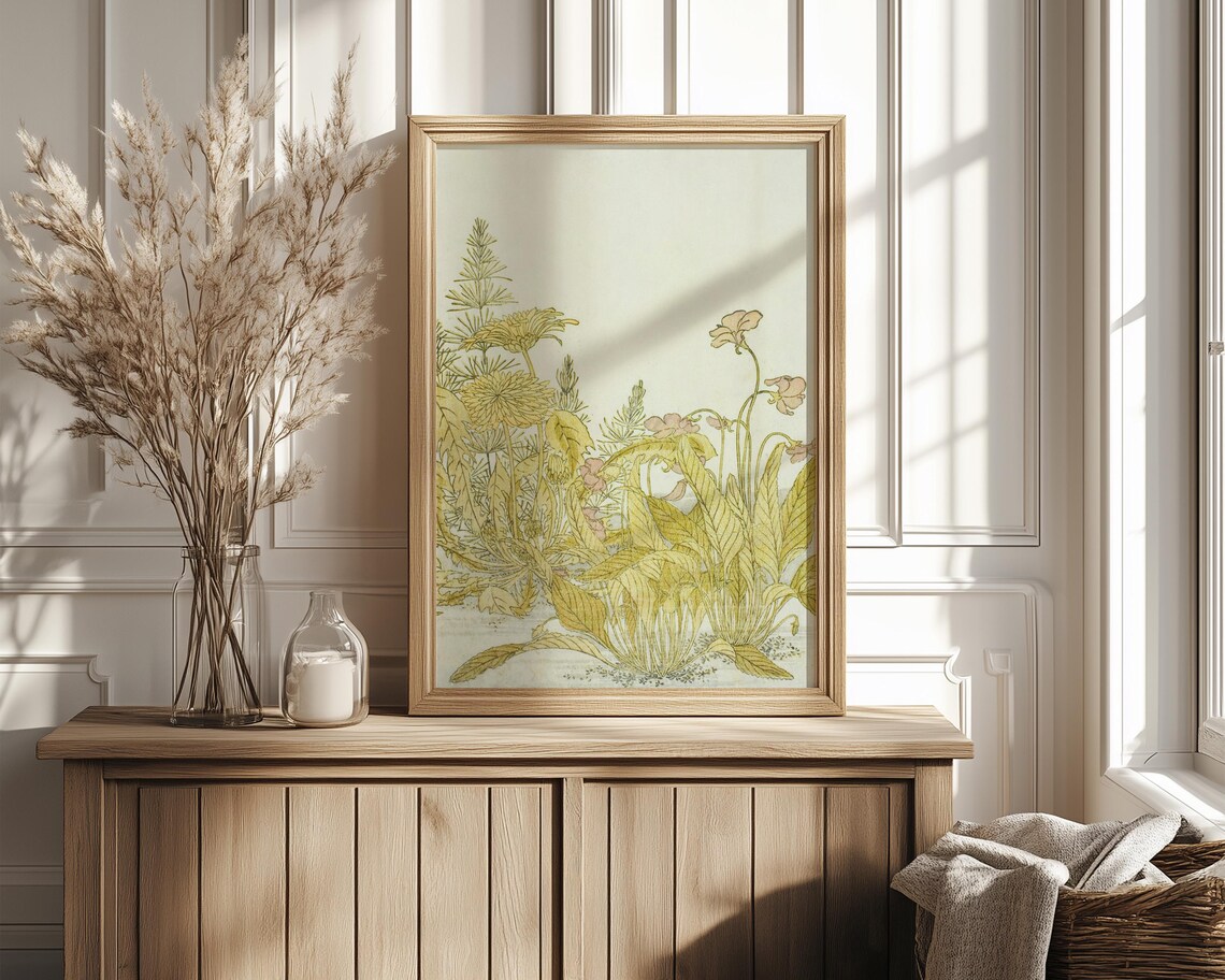 Art Nouveau Wild Grasses Pale Wildflowers Japonisme Style Poster - Image 4
